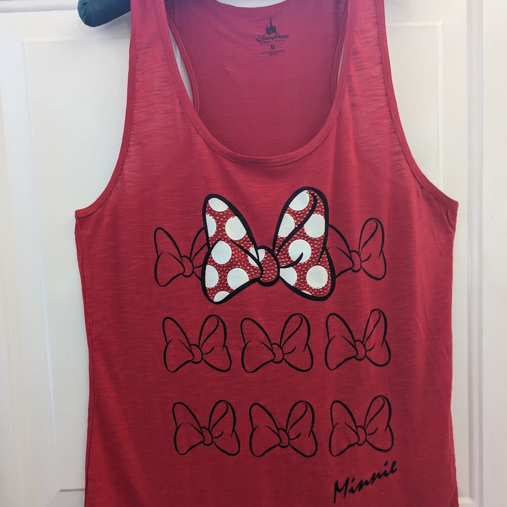 Disney sleeveless, racer back red/black/white Minnie bow tshirt sz XL